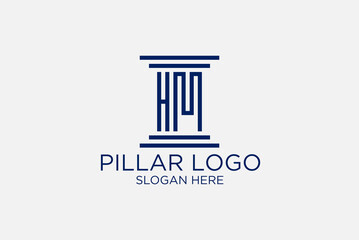 logo pillar of law initials h m. premium vector