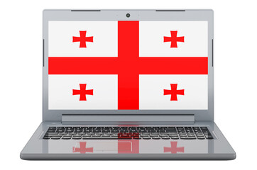 Georgian flag on laptop screen. 3D illustration