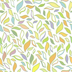 Vector hand drawn colourful spring leaves