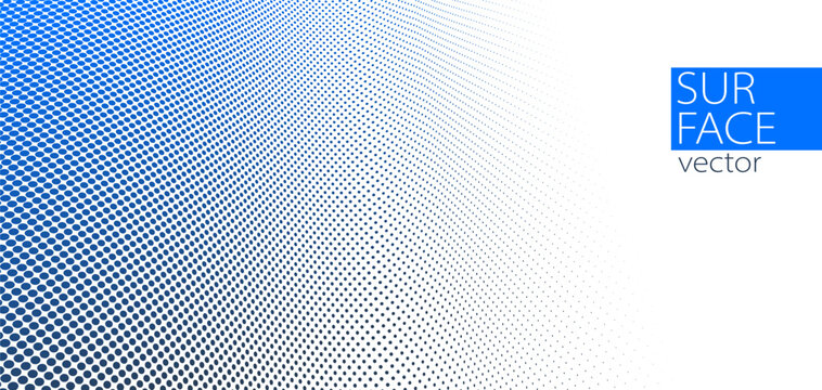 Dotted vector abstract background, blue and grey dots in perspective flow, dotty texture abstraction, big data technology image, cool backdrop.