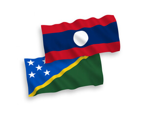 Flags of Solomon Islands and Laos on a white background