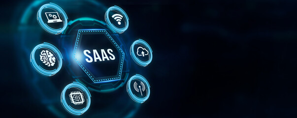 Internet, business, Technology and network concept. Software as a Service SaaS. Software concept. 3d illustration.