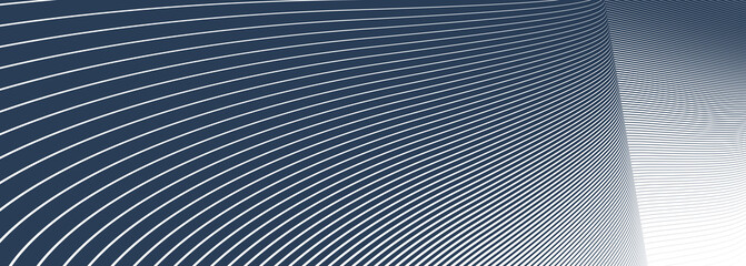 Linear abstract background, single color black vector design 3D lines in perspective, curve and wave lines in motion, smooth and soft backdrop.