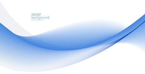 Flowing blue curve shape with soft gradient vector abstract background, relaxing and tranquil art, can illustrate health medical or sound of music.