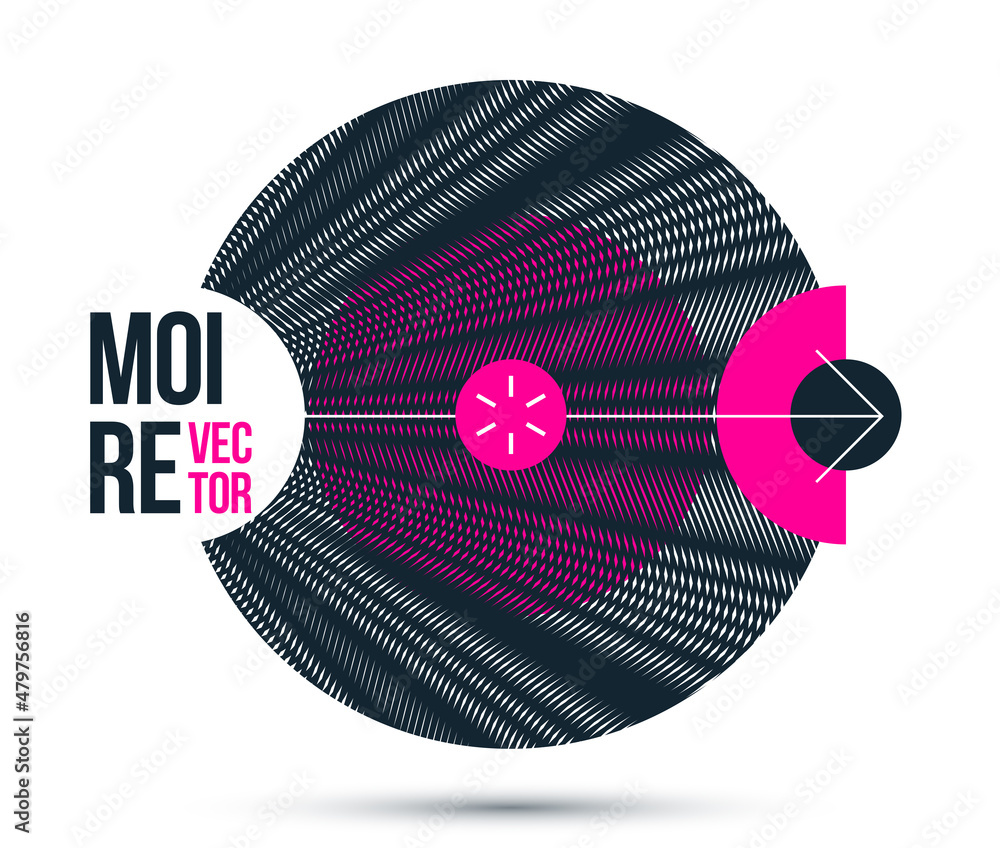 Poster moire op art vector design element, graphic style poster and banner and brochure, abstract modern ar