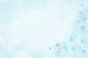 背景　水色和柄ぼかし　横長右下