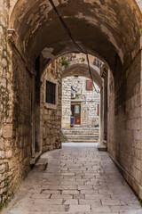 Narrow alley in Sibenik, Croatia