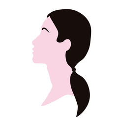 Vector abstract minimalistic portrait of a woman . Women's profile.