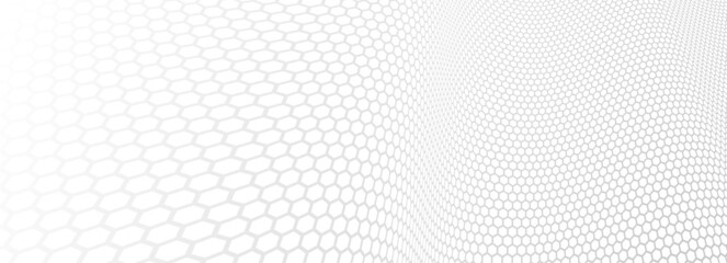 Hexagons pattern in 3D perspective vector abstract background, technology theme network and big data image.