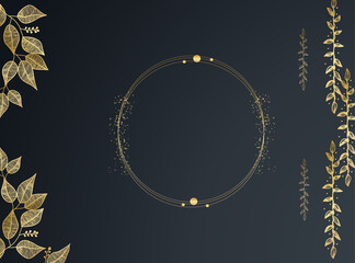 Premium elegant golden black wedding invitation design template