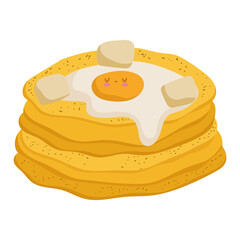 pancakes egg and butter cute