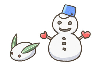 雪ウサギと雪だるま
