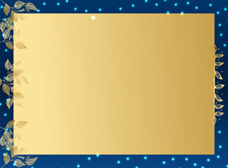 Premium elegant golden blue wedding invitation design template