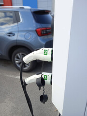 Electric car charger station sockets