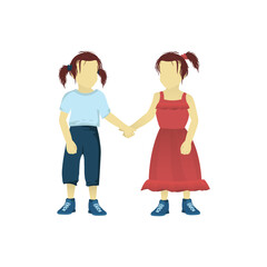 Fototapeta premium two identical twin girls in different clothes