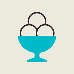 Ice-cream balls in bowl vector icon. Fastfood sign