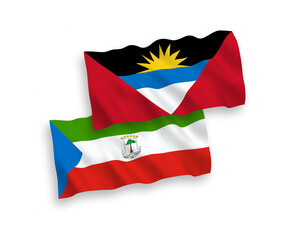 Flags of Republic of Equatorial Guinea and Antigua and Barbuda on a white background