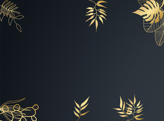 Modern black and gold floral abstract background