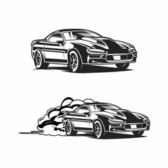 Fototapeta premium car drifting silhouette