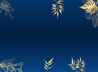 Fototapeta na wymiar Blue and gold floral abstract background