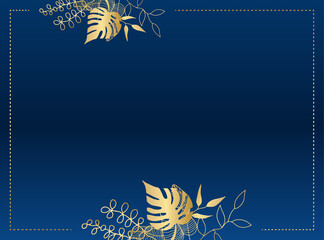 Blue and gold floral abstract background