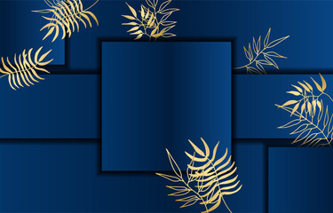 Blue and gold floral abstract background
