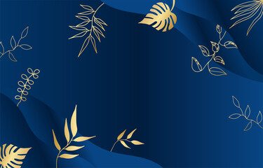 Blue and gold floral abstract background
