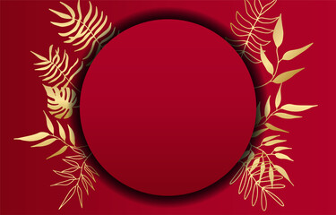 Premium elegant golden red wedding invitation design template