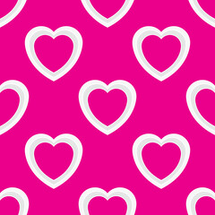 Paper Heart Pattern Seamless Background. Valentine's Day Backdrop. Pink. Vector Illustration