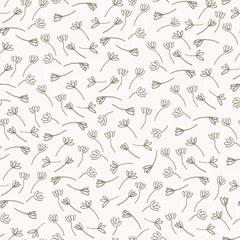 Fototapete Kleine Blumen Nahtloses Muster mit handgezeichneten Blütenständen im Ditzy-Stil. Monochrome Vektorillustrationen von Blumen auf weißem Hintergrund für Oberflächendesign und andere Designprojekte