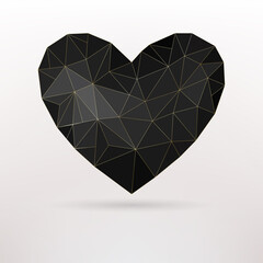 Geometric  black heart shape with black background texture design for packaging, wedding card and cover template.vector illsulator