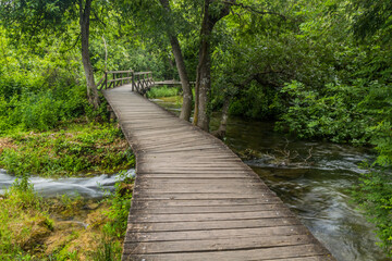 Boardwalk over Krka river in Krka national park, Croatia