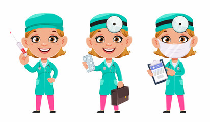 Doctor woman cartoon character