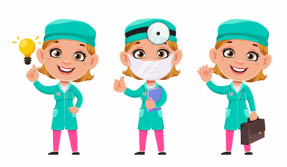 Doctor woman cartoon character