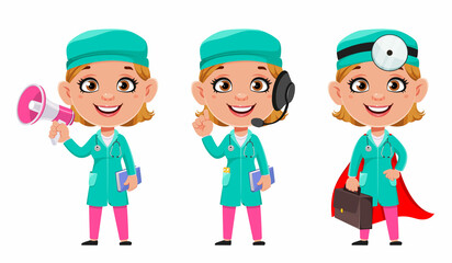 Doctor woman cartoon character