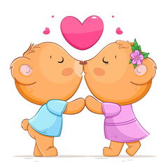 Happy Valentines day. Two bears kissing