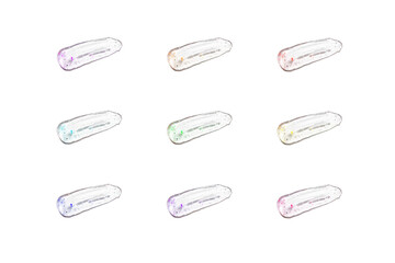 Face scrub texture. Cream skincare cosmetic. Organic stroke. Feet oily cleanser smudge. Particles in gel. White background. Isolated pattern