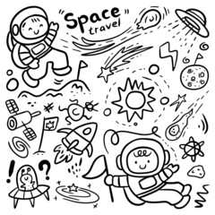 Set of Hand Drawn outer space Doodle