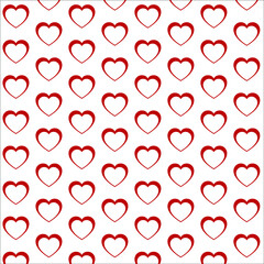 Cut out red heart, seamless pattern. Hand drawn flat cartoon vector illustration isolated on white background.	