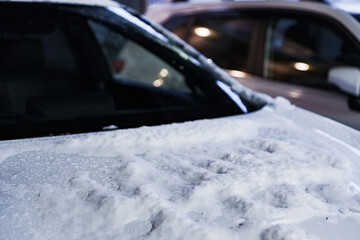 Fototapeta na wymiar 雪　降雪　積雪　駐車場　【 交通麻痺 の イメージ 】 