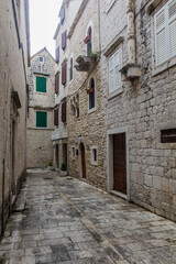 Narrow alley in the old town of Trogir, Croatia