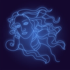 woman face with hair venus neon silhouette © Liana Martinez