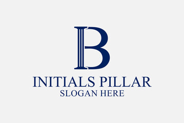 legal pillar logo, initials b. premium vector