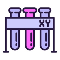 Test tube lab stand icon outline vector. Gene biology. Genetic human