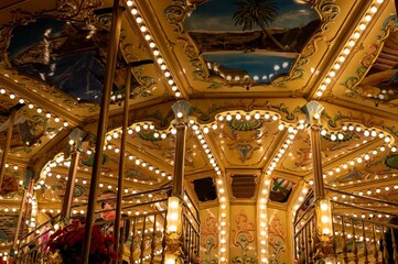 Obraz premium Carousel Fair with Lights at Christmas