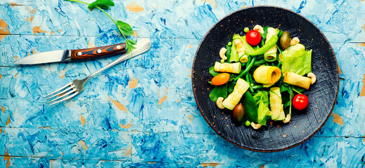 Diet vegan salad,flat lay