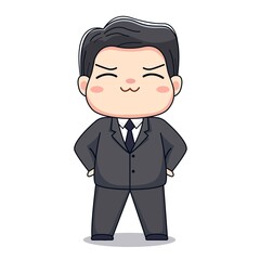 Illustration of a businessman cute kawaii chibi character design