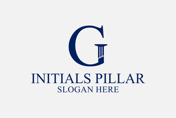 legal pillar logo, initials g. premium vector