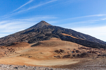 Fototapeta na wymiar peak of Teide mountain on Tenerife and solidified lava fields