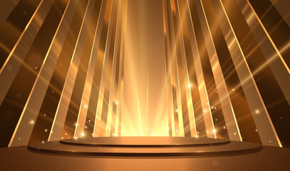 Golden scene with light rays effect - obrazy, fototapety, plakaty